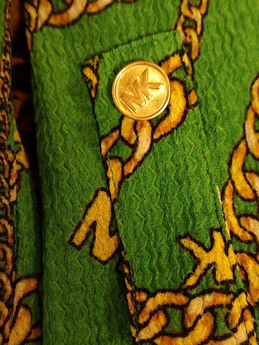Michael Kors Green Chain-Print Wrap Blouse - Picture 7 of 7